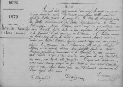 Acte de décès de Louise ARDOUIN le 26/01/1879 à La Chapelle-Montreuil (86)