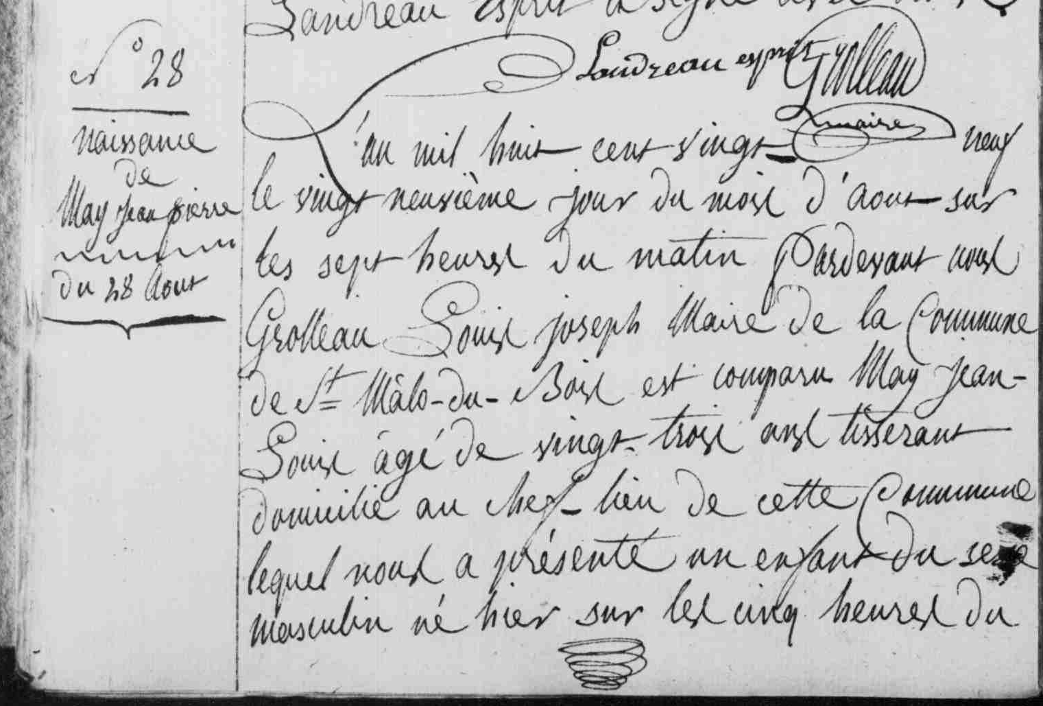1829/08/29 - Saint-Malô-du-Bois - Jean Pierre MAY