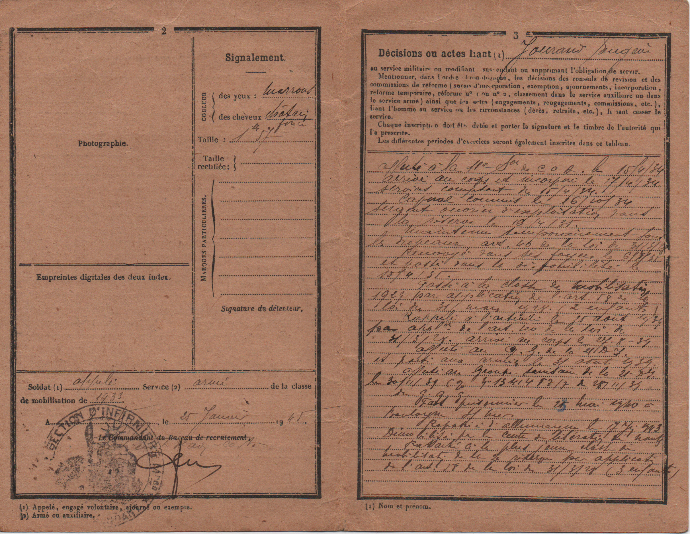 Fiche matriculaire de Eugène Norbert Alexis JOURAND